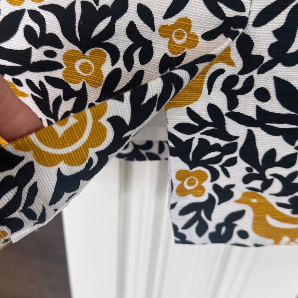 Ann Taylor Factory Women's Floral Bird Print Skirt in Mustard and Navy 4 - Picture 6 of 10